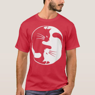 Camiseta Yin, Yang, Gato Branco Negro, para Mulheres e pais
