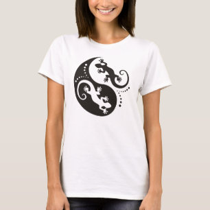 Camiseta YIN & YANG Geckos preto + sua ideia