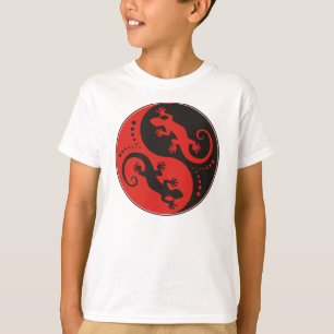 Camiseta YIN & YANG Geckos preto vermelho + sua ideia