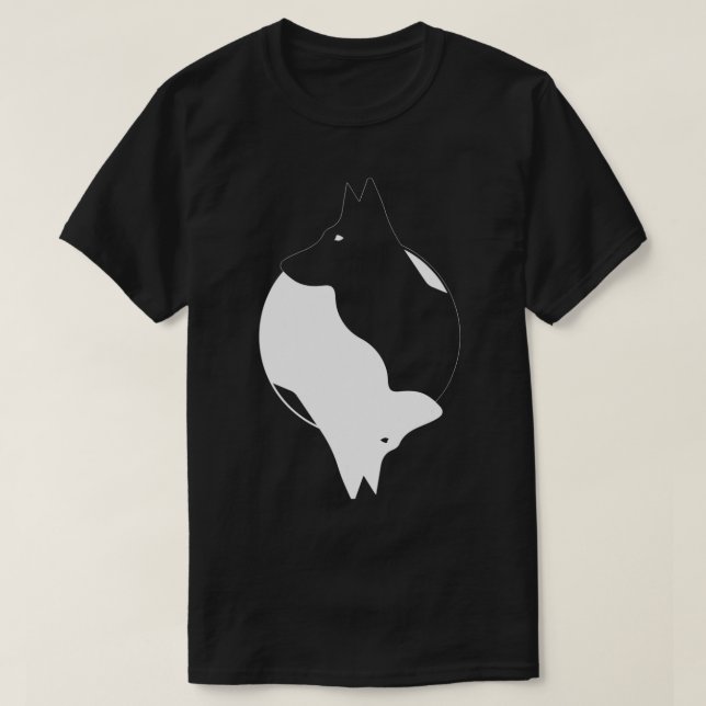 Camiseta Yin Yang German shepherd Encantado Símbolo Zen Med (Frente do Design)