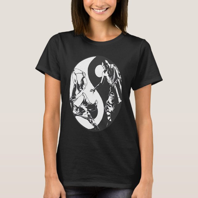 Camiseta Yin Yang Inspiracional Budista Spar Taekwondo (Frente)