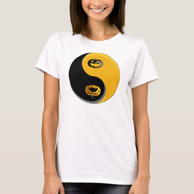 Camiseta Yin Yang Jack-o-lantern Pumpkins (Frente)