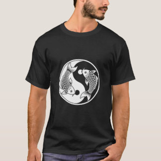Camiseta Yin Yang Koi Fish Art Tee – Elegant Ink Drawing De