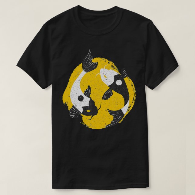 Camiseta Yin Yang Koi Fish Chinês Boa Sorte Equilíbrio (Frente do Design)