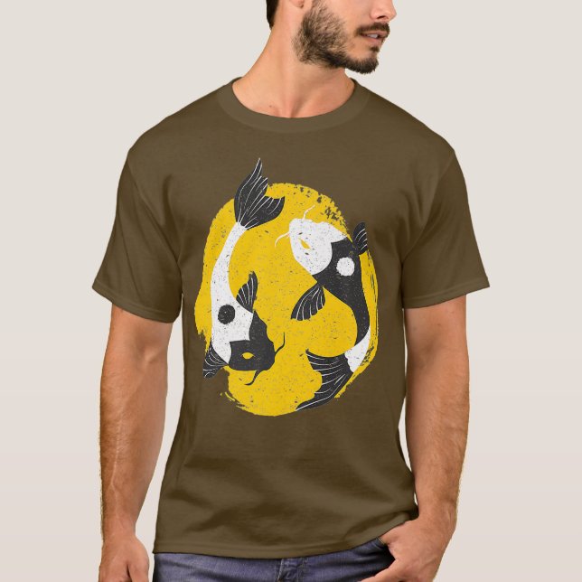 Camiseta Yin Yang Koi Fish Chinês Boa Sorte Equilíbrio (Frente)