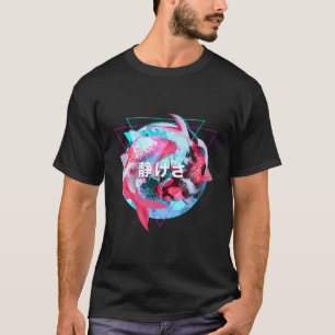 Camiseta Yin Yang Koi Fish Japonês Vaporwave