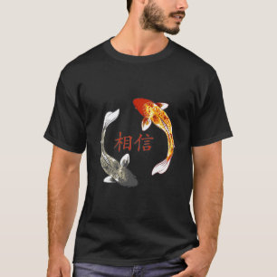 Camiseta Yin Yang Koi Japonês Acredita Símbolos Kanji
