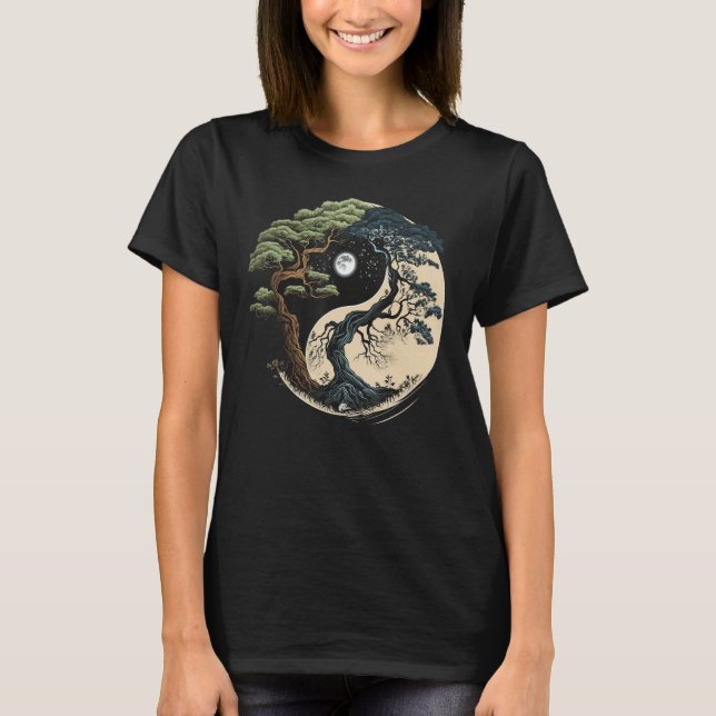 Camiseta Yin Yang Tree of Life on Buddhist Bonsai Tree (Frente)