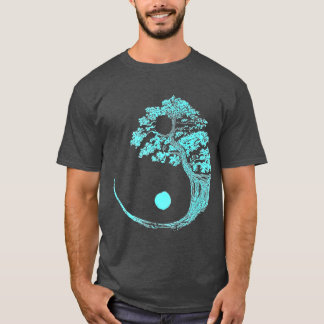Camiseta Yin Yang Turquoise Blue Bonsai Tree Japonês Zen