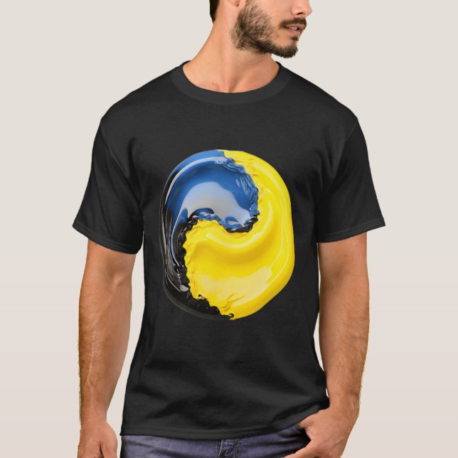 Camiseta Yin Yang Ucrânia Azul e Amarelo  (Frente)
