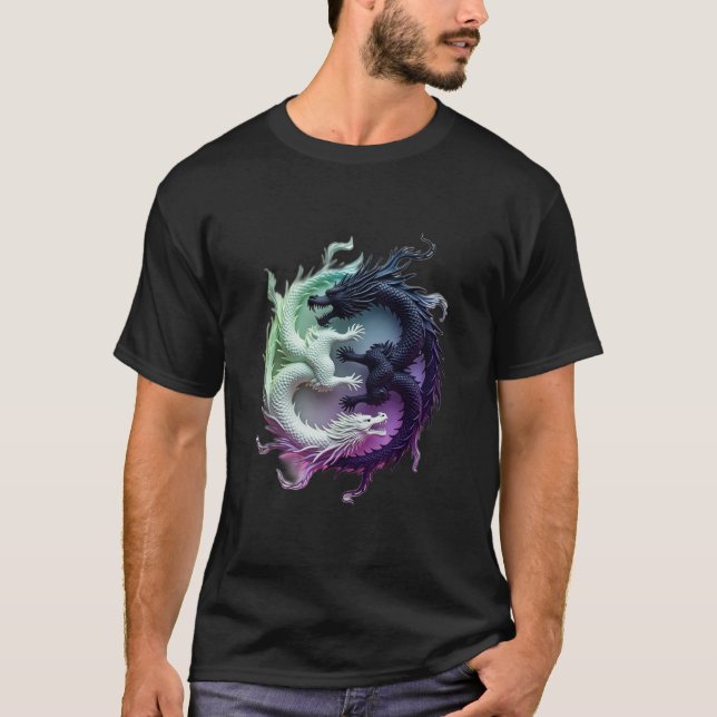 Camiseta Yin Yang Vintage - Estilo Design gráfico clássico (Frente)