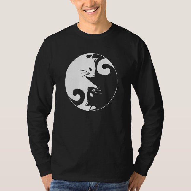 Camiseta Yin Yang Yoga Zen Cute Cats for Cat  1 (Frente)