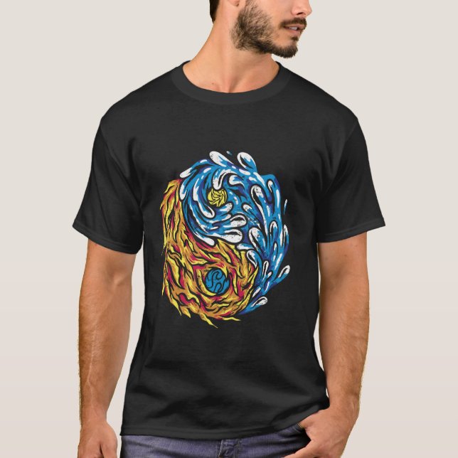 Camiseta Ying e Yang Fire e Água Símbolos Chineses China (Frente)