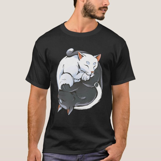 Camiseta Ying e Yang Gats Meditação de Espiritualidade Yoga (Frente)