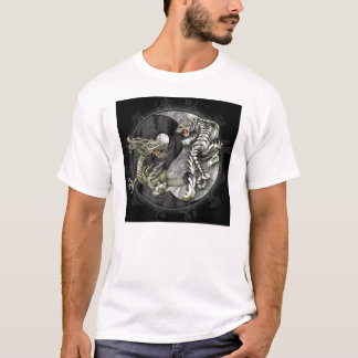Camiseta ying um yang, tigre contra o dragão