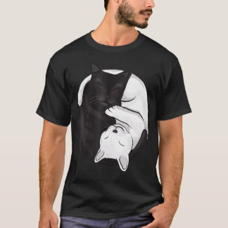 Camiseta Ying Yang Black and White Cat Graphic