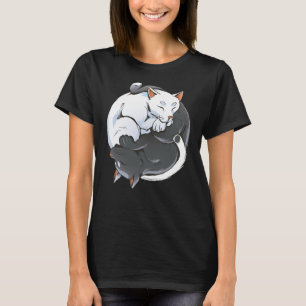 Camiseta Ying yang cat ama meditação de gatos congelados