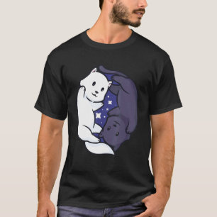 Camiseta Ying Yang Cat Black and White Cute