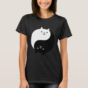 Camiseta Ying Yang Cat Cute em preto branco