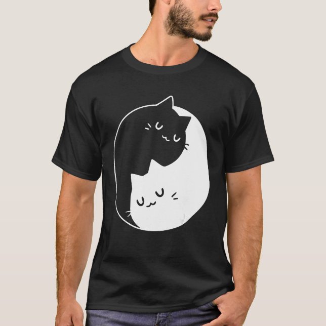 Camiseta Ying Yang Cats Cat T-Shirt Tee (Frente)