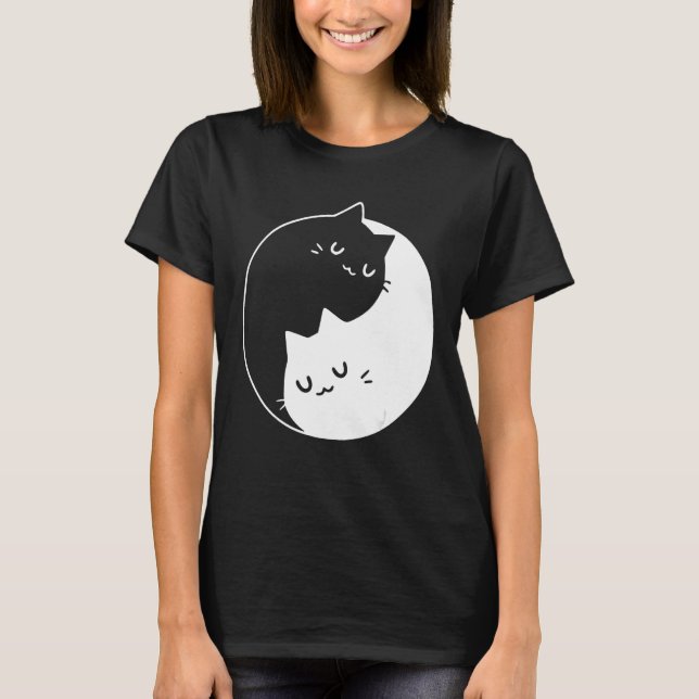 Camiseta Ying Yang Cats Cat T-Shirt Tee (Frente)