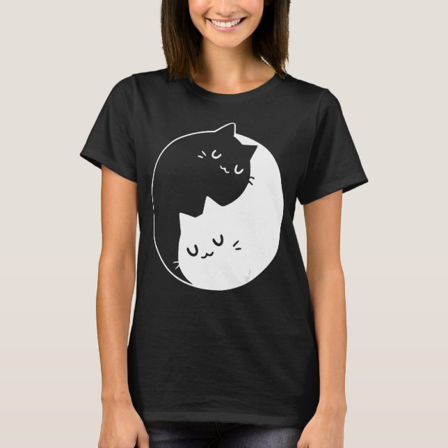 Camiseta Ying Yang Cats Cat T-Shirt Tee 1 (Frente)