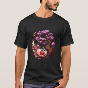Camiseta Ying & Yang Koi Fish Sakura Japão feminino