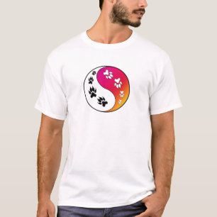 Camiseta Ying Yang Paw Print Cat Dog