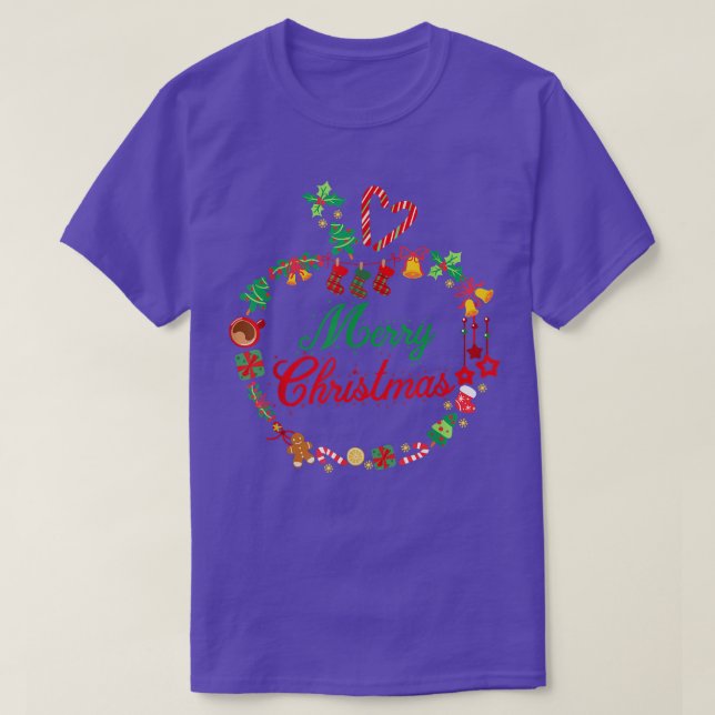 Camiseta YN6B Feliz Xmas Professor de Natal Santa Claus Paj (Frente do Design)