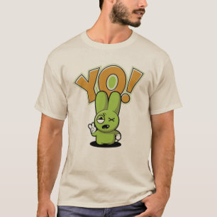 Camiseta Yo! Coelho Verde – Roupas de Rua de Desenhos Anim