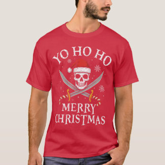 Camiseta Yo Ho Ho Merry Christmas Holiday Pirate Santa Hat 