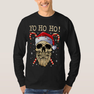 Camiseta Yo Ho Papais noeis Skull Pirata Natal Jolly Roger