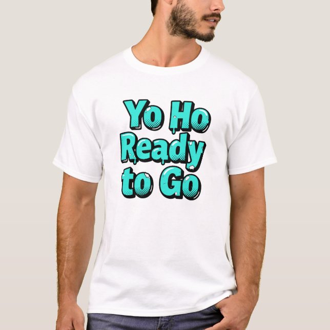 Camiseta Yo Ho Ready to Go – Aqua Pop Comic (Frente)