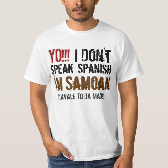 Camiseta YO!!! , I, não faz, para falar, espanhol, mim é, (Frente)