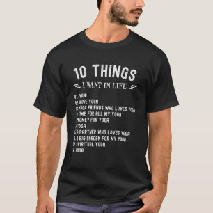 Camiseta Yoga 10 Coisas Que Quero Na Retração Da Vintage