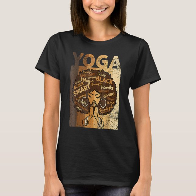 Camiseta Yoga Afro Woman Black History Month BLM Melanin Ze (Frente)