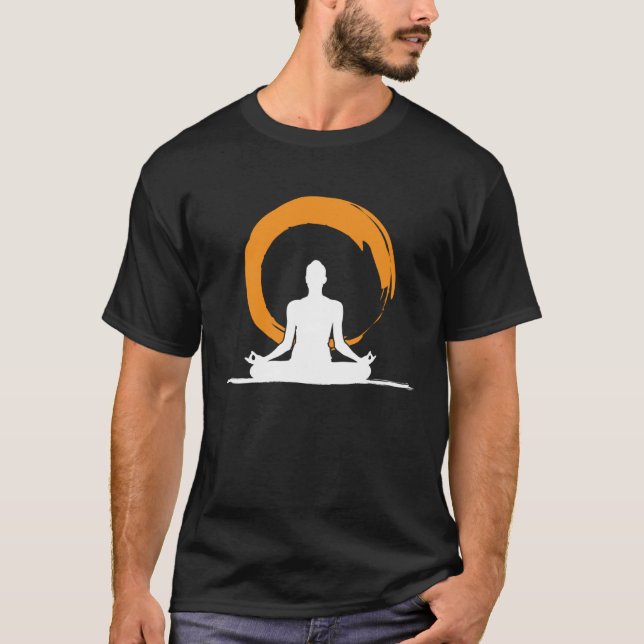 Camiseta Yoga Asanas Lotus Seat Zen Circle Símbolo Sun para (Frente)
