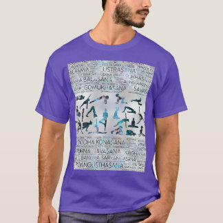 Camiseta Yoga Asanas Poses Sânscrito Word Art Labradorite e