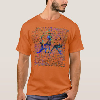 Camiseta Yoga AsanasPoses Arte de Palavra Sânscrito