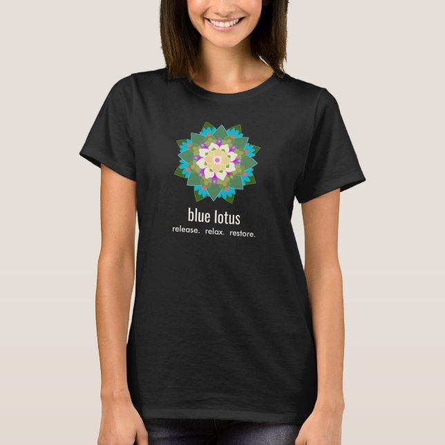 Camiseta Yoga Azul e Saúde Holística (Frente)