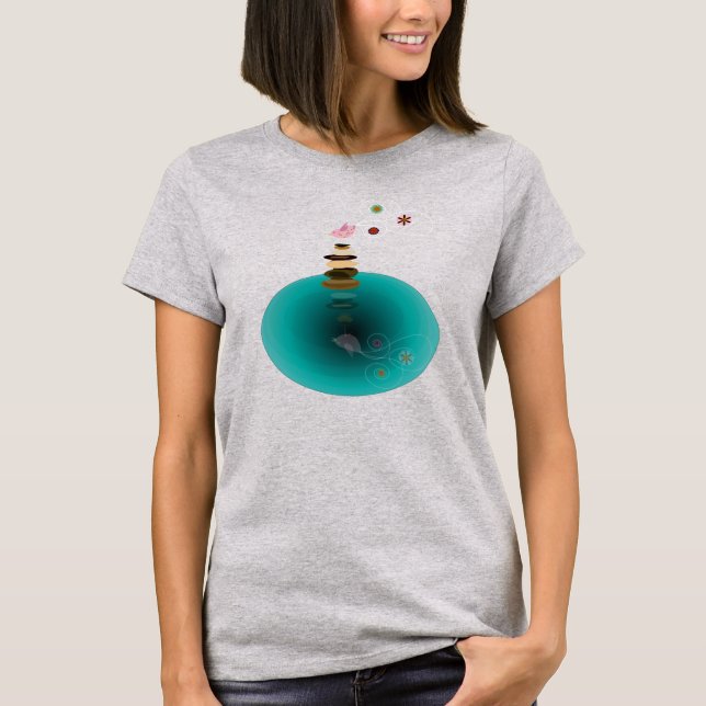 Camiseta Yoga, Birdy Equilibrando. (Frente)