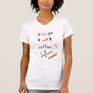 Camiseta yoga café felina o equilíbrio perfeito