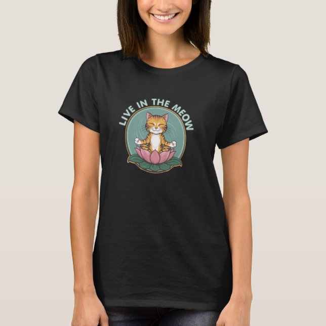 Camiseta Yoga Cat Vive Na Meditação Do Gatinho Meow Yogi Lo (Frente)
