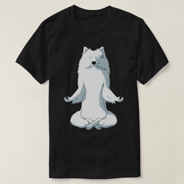Camiseta Yoga Dog Japonês Spitz Premium (Frente do Design)