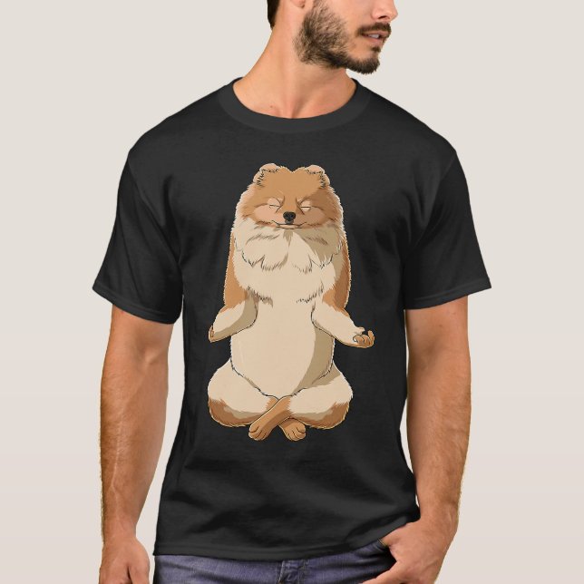 Camiseta Yoga Dog Pomeranian (Frente)