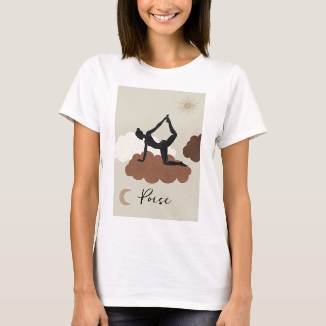 Camiseta Yoga estimula silhueta poise saúde sol lua (Frente)