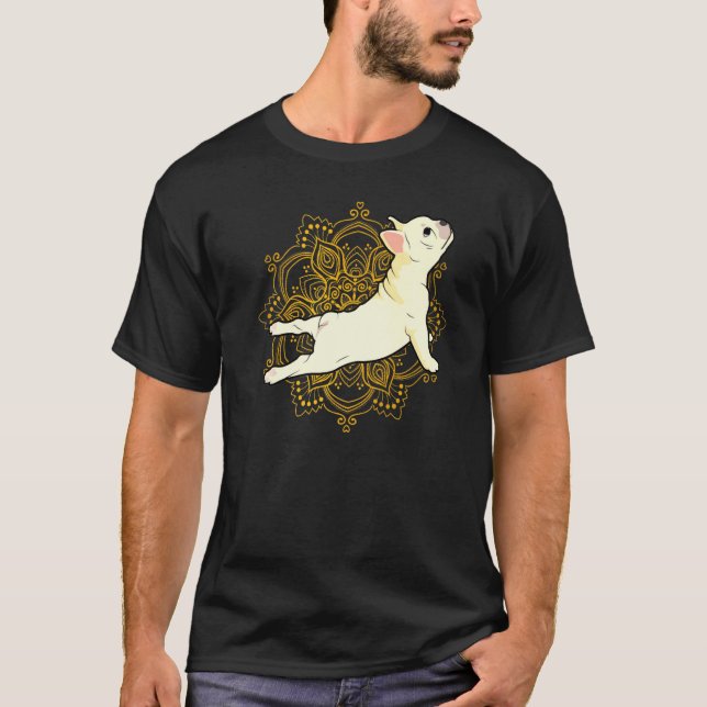 Camiseta Yoga Frenchie Bulldog Bhujangasana Mandala (Frente)