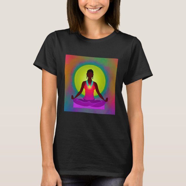 Camiseta Yoga Girl Female Sun Salutation Meditation Chakra (Frente)