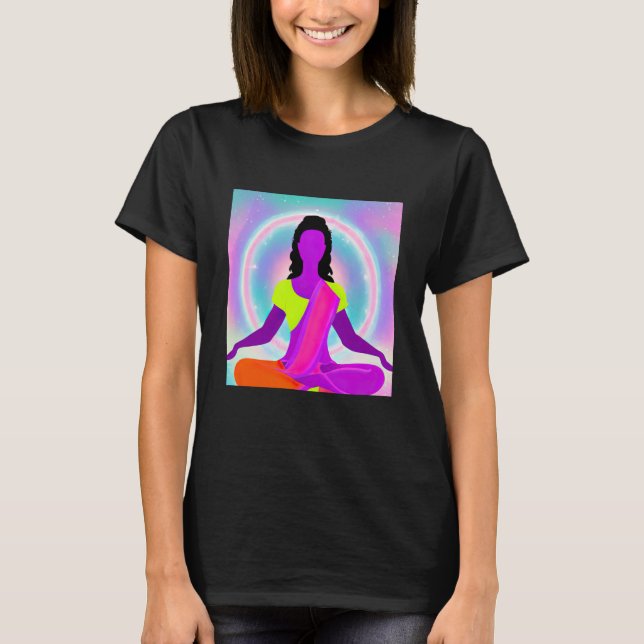Camiseta Yoga Girl Female Sun Salutation Meditation Chakra (Frente)