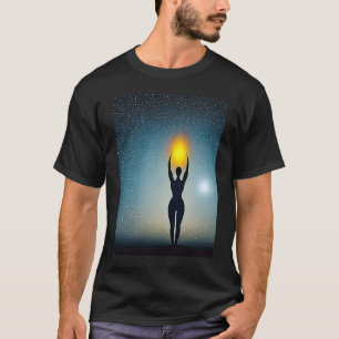 Camiseta Yoga Girl Female Sun Salutation Meditation Chakra
